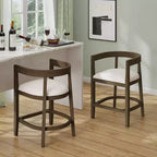 Christopher Knight Home Ensemble de 2 tabourets de bar rembourrés Gina de 64 cm en bois d'hévéa, hauteur comptoir, noyer
