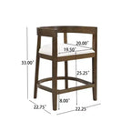 Christopher Knight Home Ensemble de 2 tabourets de bar rembourrés Gina de 64 cm en bois d'hévéa, hauteur comptoir, noyer