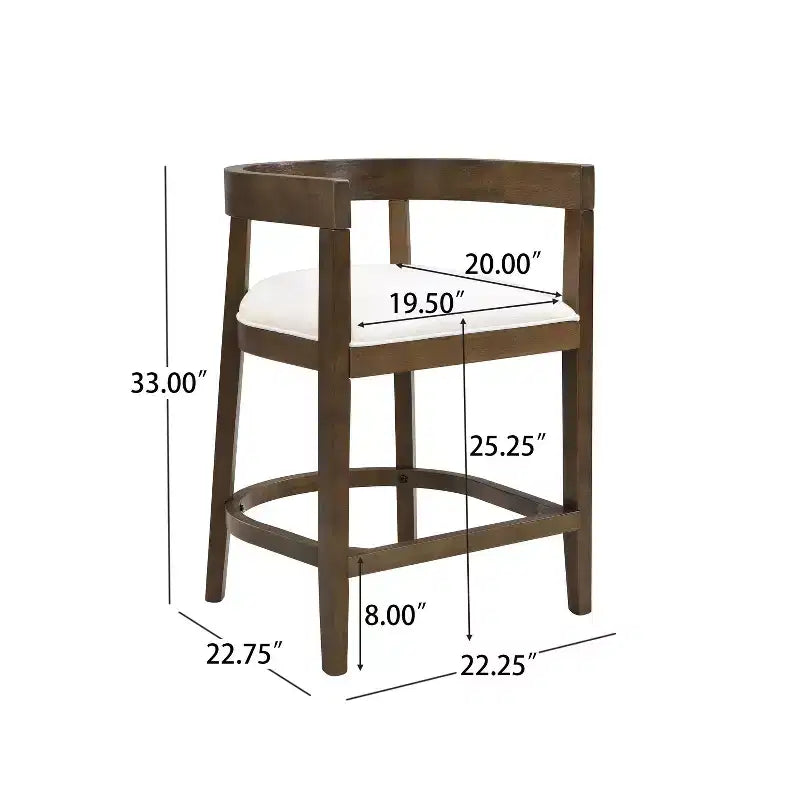 Christopher Knight Home Ensemble de 2 tabourets de bar rembourrés Gina de 64 cm en bois d'hévéa, hauteur comptoir, noyer