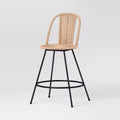 24" Olivine Rounded Back Rattan Counter Height Barstool with Metal Legs and Footrest Natural - Threshold™