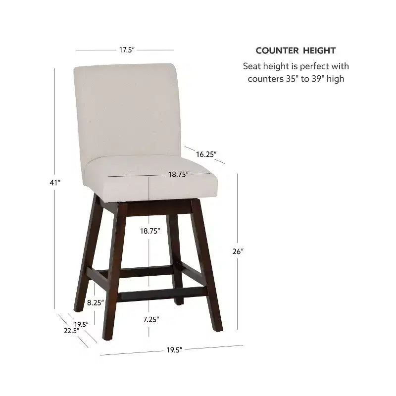 Linon Lot de 2 tabourets de bar Cyrus pivotants hauteur comptoir Naturel