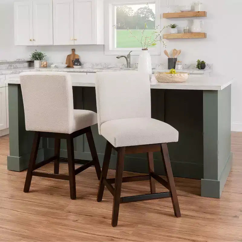 Linon Lot de 2 tabourets de bar Cyrus pivotants hauteur comptoir Naturel