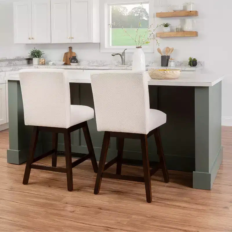Linon Lot de 2 tabourets de bar Cyrus pivotants hauteur comptoir Naturel