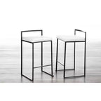 LumiSource Ensemble de 3 tabourets de bar Fuji hauteur comptoir Métal noir/PU blanc