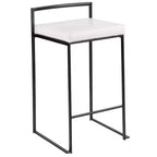 LumiSource Ensemble de 3 tabourets de bar Fuji hauteur comptoir Métal noir/PU blanc