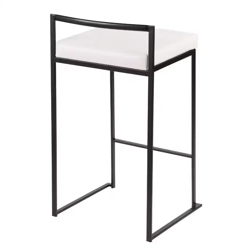LumiSource Ensemble de 3 tabourets de bar Fuji hauteur comptoir Métal noir/PU blanc