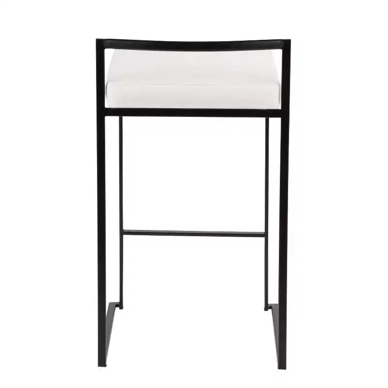 LumiSource Ensemble de 3 tabourets de bar Fuji hauteur comptoir Métal noir/PU blanc
