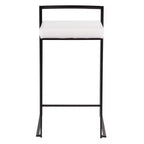 LumiSource Ensemble de 3 tabourets de bar Fuji hauteur comptoir Métal noir/PU blanc
