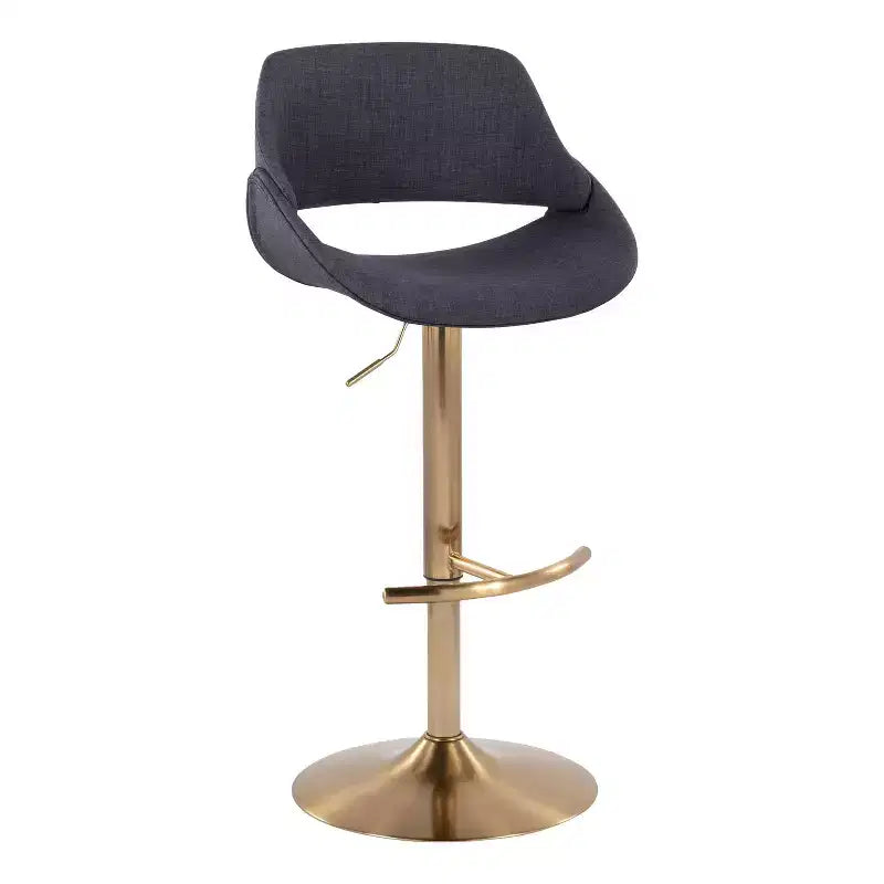 LumiSource Lot de 2 tabourets de bar réglables Fabrico Tissu or/anthracite
