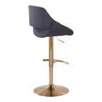 LumiSource Lot de 2 tabourets de bar réglables Fabrico Tissu or/anthracite