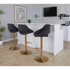 LumiSource Lot de 2 tabourets de bar réglables Fabrico Tissu or/anthracite