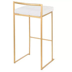 LumiSource Lot de 3 tabourets de bar empilables Fuji, velours doré/blanc