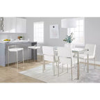 Lot de 3 tabourets de bar à hauteur de comptoir empilables LumiSource Fuji, acier inoxydable/PU blanc