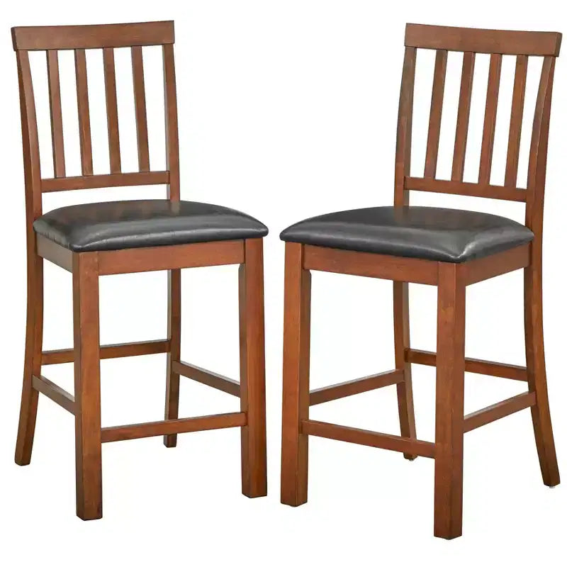 Buylateral Set of 2 Georgetown 24" Counter Height Barstools Espresso: Rubberwood, Upholstered, Armless