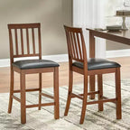 Lot de 2 tabourets de bar Georgetown 61 cm (hauteur de comptoir) Espresso : Bois d'hévéa, Rembourrés, Sans accoudoirs