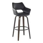 LumiSource Lot de 2 tabourets de bar Mustang Bois foncé/PU noir/Métal noir