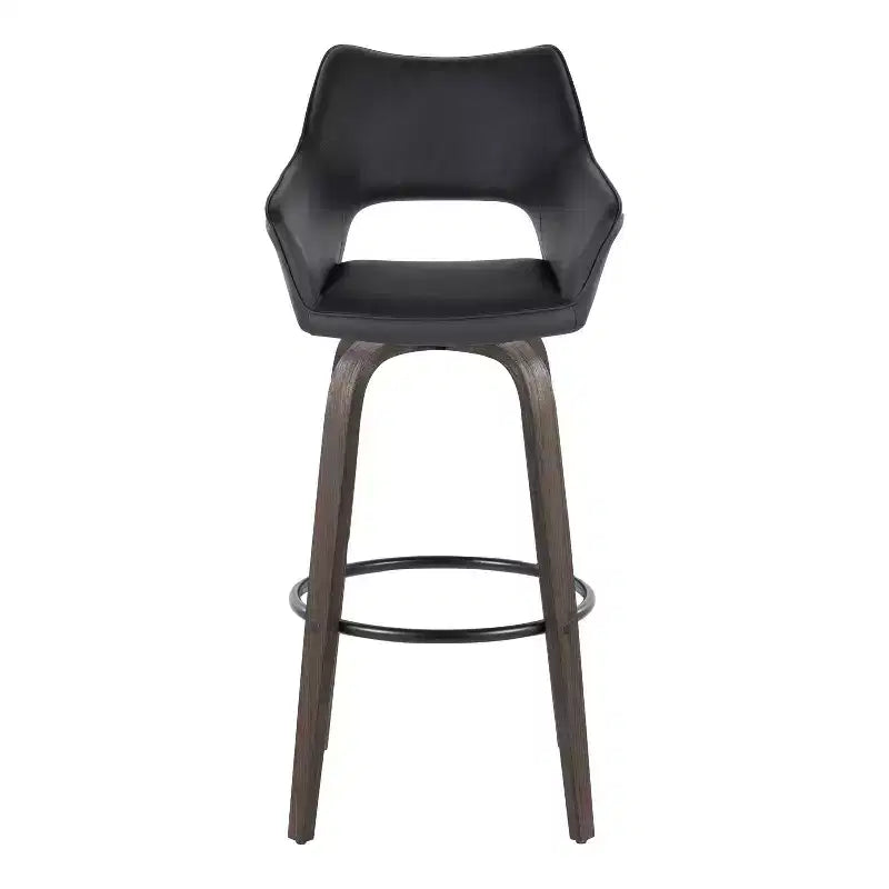LumiSource Lot de 2 tabourets de bar Mustang Bois foncé/PU noir/Métal noir