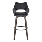 LumiSource Lot de 2 tabourets de bar Mustang Bois foncé/PU noir/Métal noir