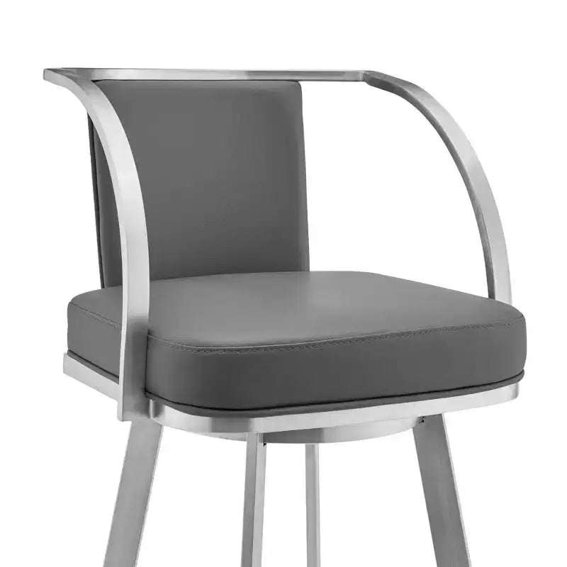 Tabouret de bar Sandringham 30 po hauteur comptoir avec similicuir gris et acier inoxydable brossé - Armen Living