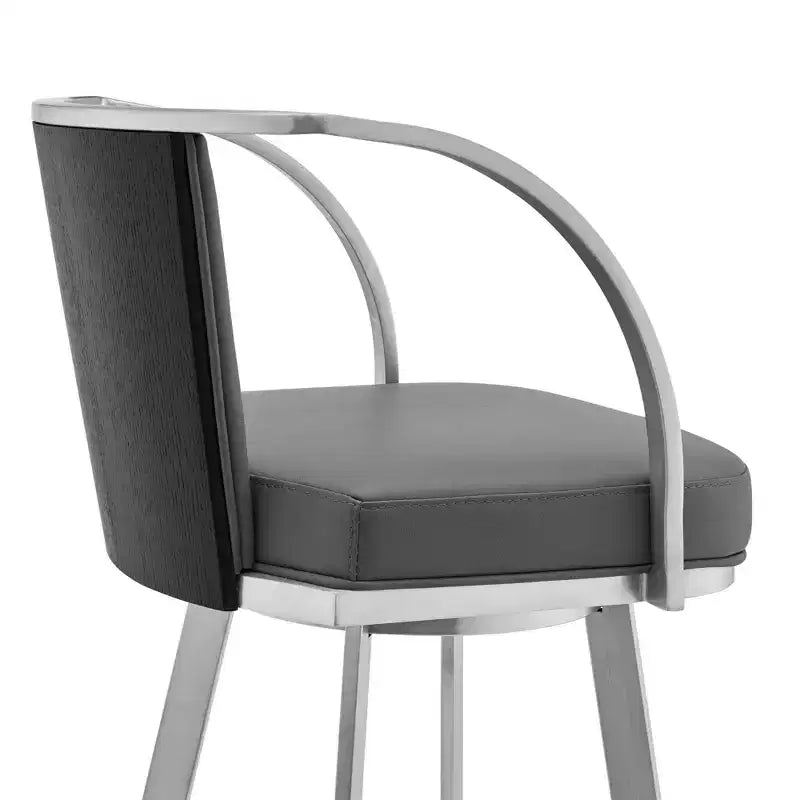 Tabouret de bar Sandringham 30 po hauteur comptoir avec similicuir gris et acier inoxydable brossé - Armen Living
