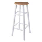 Tabourets de bar Huxton Winsome 2p 73,6 cm Naturel/Blanc : Cadre rond en bois, Hauteur fixe, Nettoyage des taches
