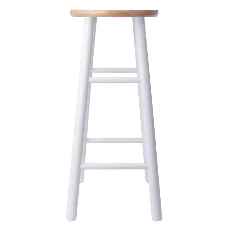 Tabourets de bar Huxton Winsome 2p 73,6 cm Naturel/Blanc : Cadre rond en bois, Hauteur fixe, Nettoyage des taches