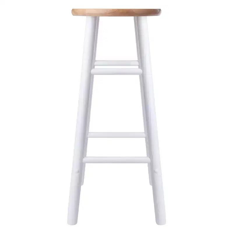 Tabourets de bar Huxton Winsome 2p 73,6 cm Naturel/Blanc : Cadre rond en bois, Hauteur fixe, Nettoyage des taches