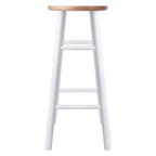 Tabourets de bar Huxton Winsome 2p 73,6 cm Naturel/Blanc : Cadre rond en bois, Hauteur fixe, Nettoyage des taches