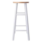 Tabourets de bar Huxton Winsome 2p 73,6 cm Naturel/Blanc : Cadre rond en bois, Hauteur fixe, Nettoyage des taches