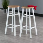 Tabourets de bar Huxton Winsome 2p 73,6 cm Naturel/Blanc : Cadre rond en bois, Hauteur fixe, Nettoyage des taches