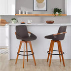 Tabouret de bar Cosmo en noyer/bambou marron avec assise en PU à hauteur de comptoir LumiSource