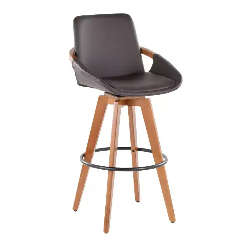 LumiSource Cosmo PU Counter Height Barstool Walnut Bamboo/Brown