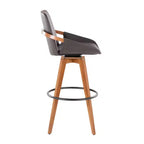 Tabouret de bar Cosmo en noyer/bambou marron avec assise en PU à hauteur de comptoir LumiSource