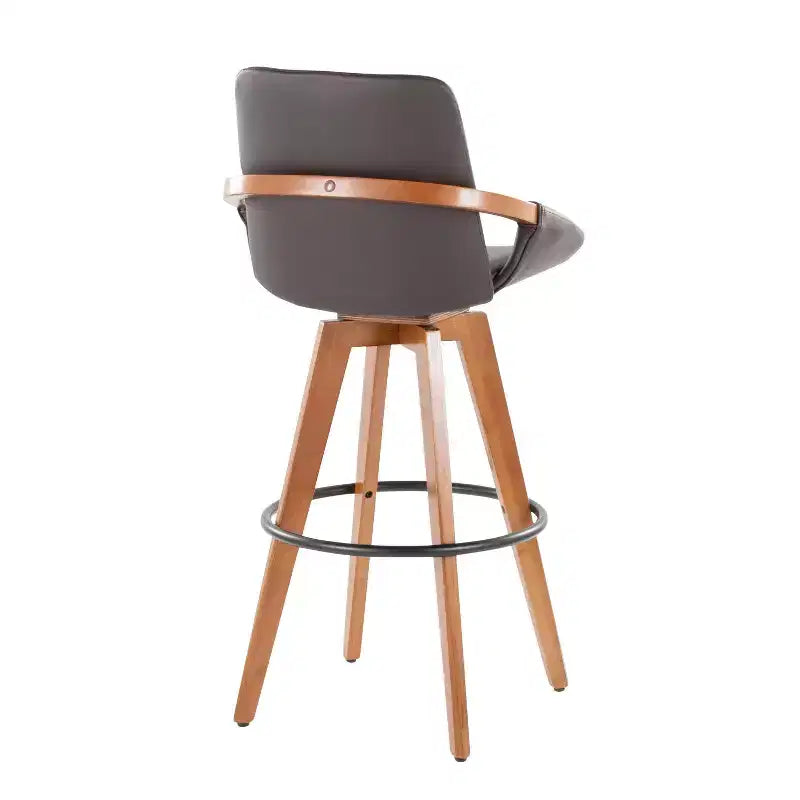 Tabouret de bar Cosmo en noyer/bambou marron avec assise en PU à hauteur de comptoir LumiSource