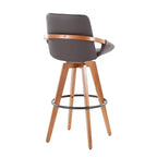 Tabouret de bar Cosmo en noyer/bambou marron avec assise en PU à hauteur de comptoir LumiSource