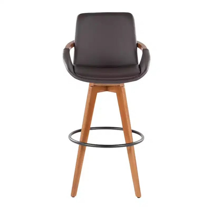 Tabouret de bar Cosmo en noyer/bambou marron avec assise en PU à hauteur de comptoir LumiSource