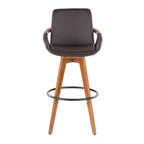 Tabouret de bar Cosmo en noyer/bambou marron avec assise en PU à hauteur de comptoir LumiSource