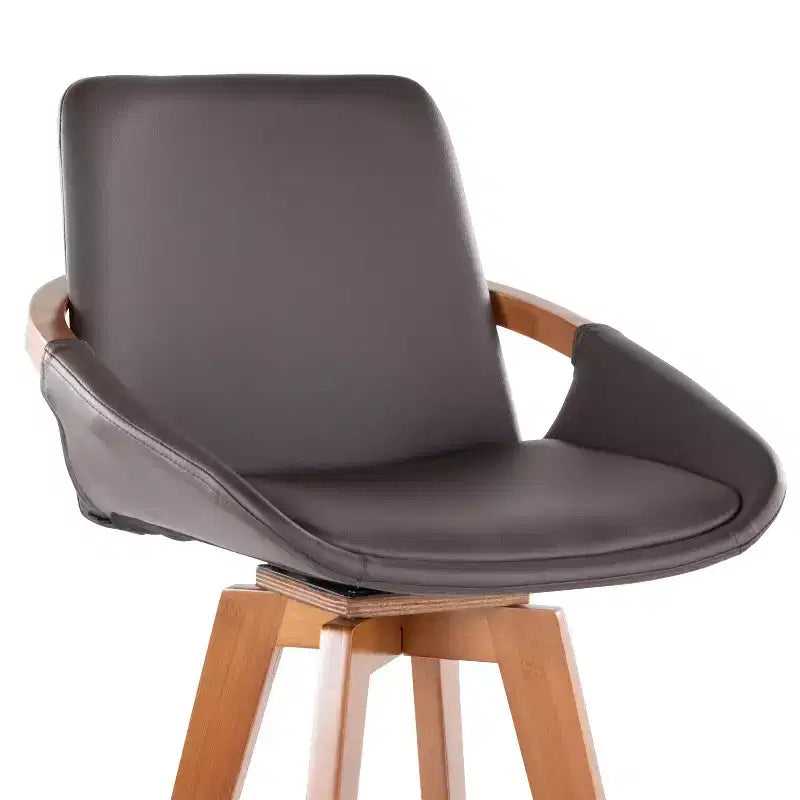 Tabouret de bar Cosmo en noyer/bambou marron avec assise en PU à hauteur de comptoir LumiSource