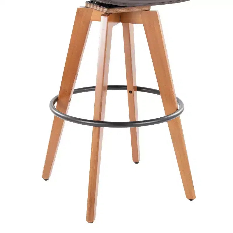 Tabouret de bar Cosmo en noyer/bambou marron avec assise en PU à hauteur de comptoir LumiSource