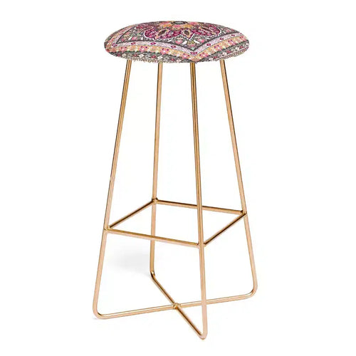Aimee St Hill Semera Rust Barstool Pink/Gold - Deny Designs: Upholstered, Fixed Height, Steel Frame