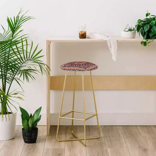 Aimee St Hill Semera Rust Tabouret de bar Rose/Doré - Deny Designs : Rembourré, Hauteur Fixe, Structure en Acier