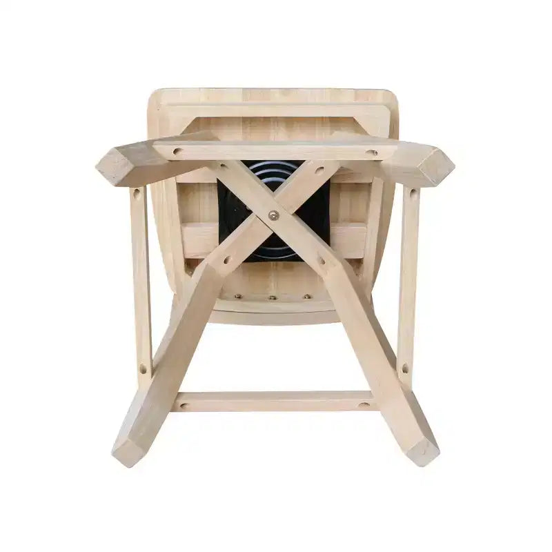 Tabouret de bar de 24 po à double dossier en X, hauteur comptoir, avec pivot et retour automatique, non fini - International Concepts : Cadre en bois massif