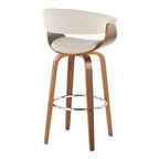 LumiSource Lot de 2 tabourets de bar vintage modernes Noyer/Chrome/Crème : Chaises pivotantes rembourrées avec repose-pieds