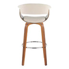 LumiSource Lot de 2 tabourets de bar vintage modernes Noyer/Chrome/Crème : Chaises pivotantes rembourrées avec repose-pieds