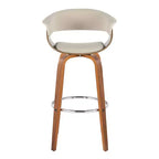 LumiSource Lot de 2 tabourets de bar vintage modernes Noyer/Chrome/Crème : Chaises pivotantes rembourrées avec repose-pieds