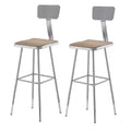 2pk 32"-39" Adjustable Square Steel Barstool with Backrest - Hampden Furnishings: Masonite Seat, 300lb Capacity