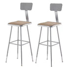 2pk 32"-39" Adjustable Square Steel Barstool with Backrest - Hampden Furnishings: Masonite Seat, 300lb Capacity
