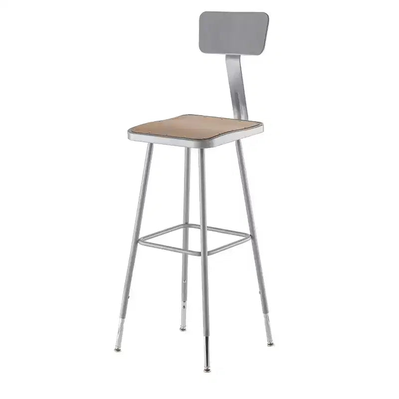 Lot de 2 tabourets de bar carrés réglables en acier de 81 à 99 cm avec dossier - Hampden Furnishings : assise Masonite, capacité de 136 kg