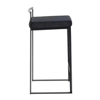LumiSource Lot de 3 tabourets de bar hauteur comptoir Fuji Métal noir/Velours noir