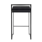 LumiSource Lot de 3 tabourets de bar hauteur comptoir Fuji Métal noir/Velours noir